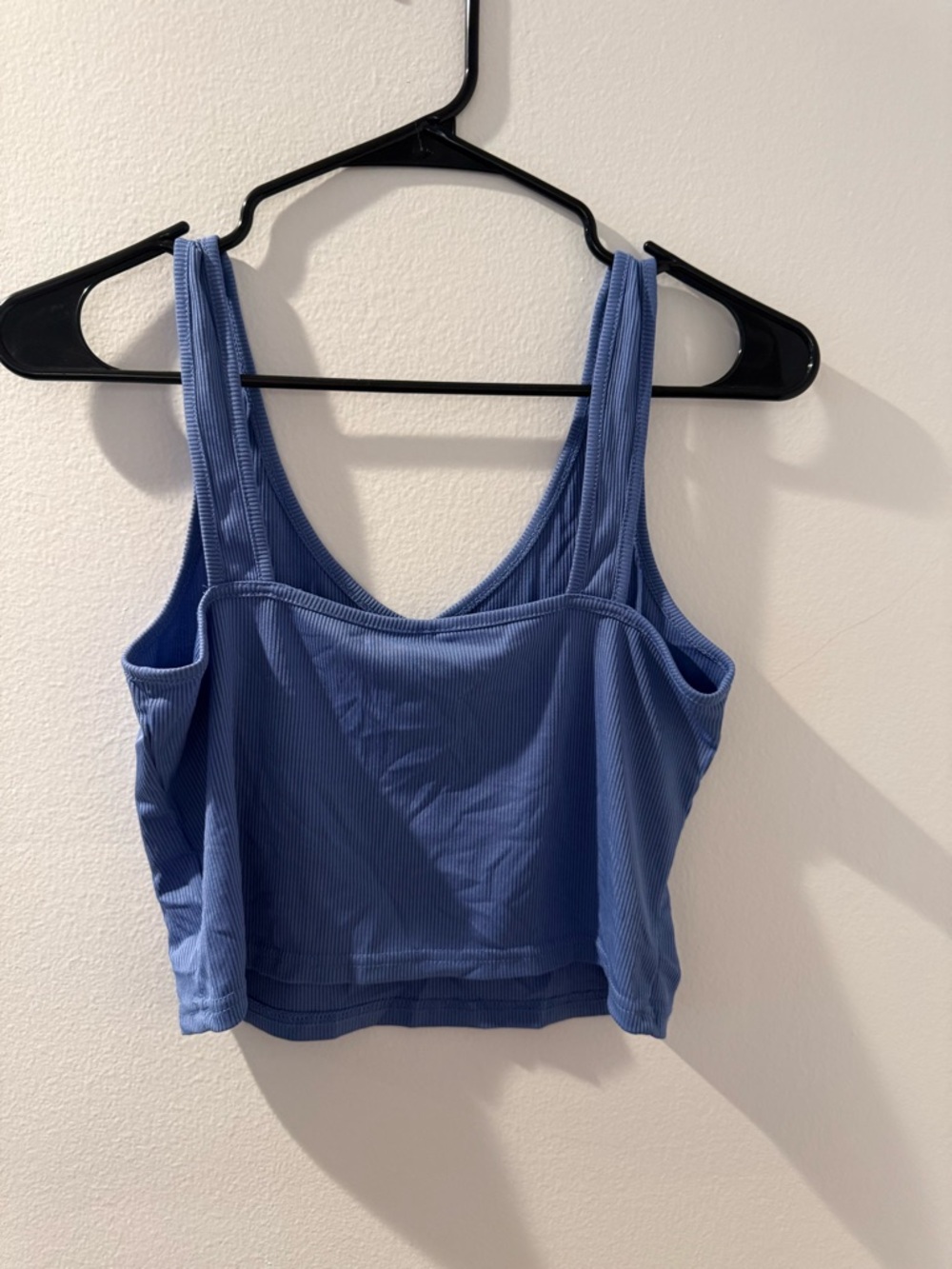 Blue Ribbed Cropped Tank Top - Picture 3 of 3